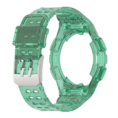 Silicone Strap with Frame, transparent green, without a watch, 3/4 rear view