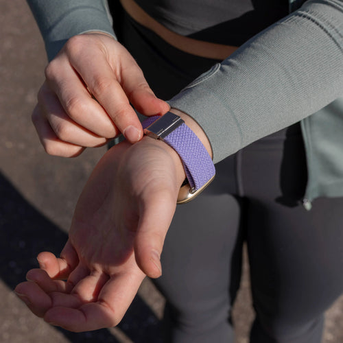 Fitbit Versa 3 verstelbaar gevlochten bandje (lichtpaars)