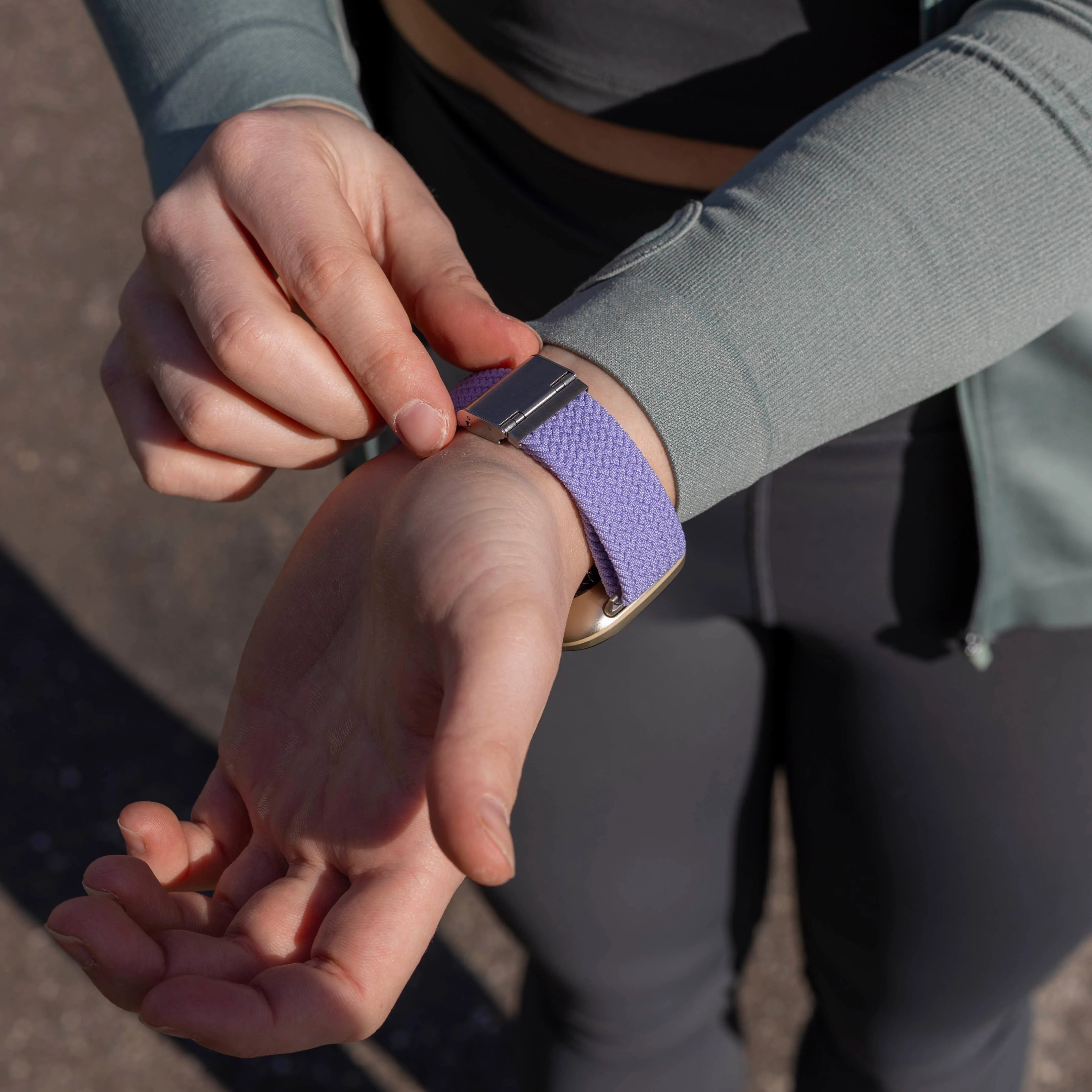 Fitbit Sense verstelbaar gevlochten bandje (lichtpaars)
