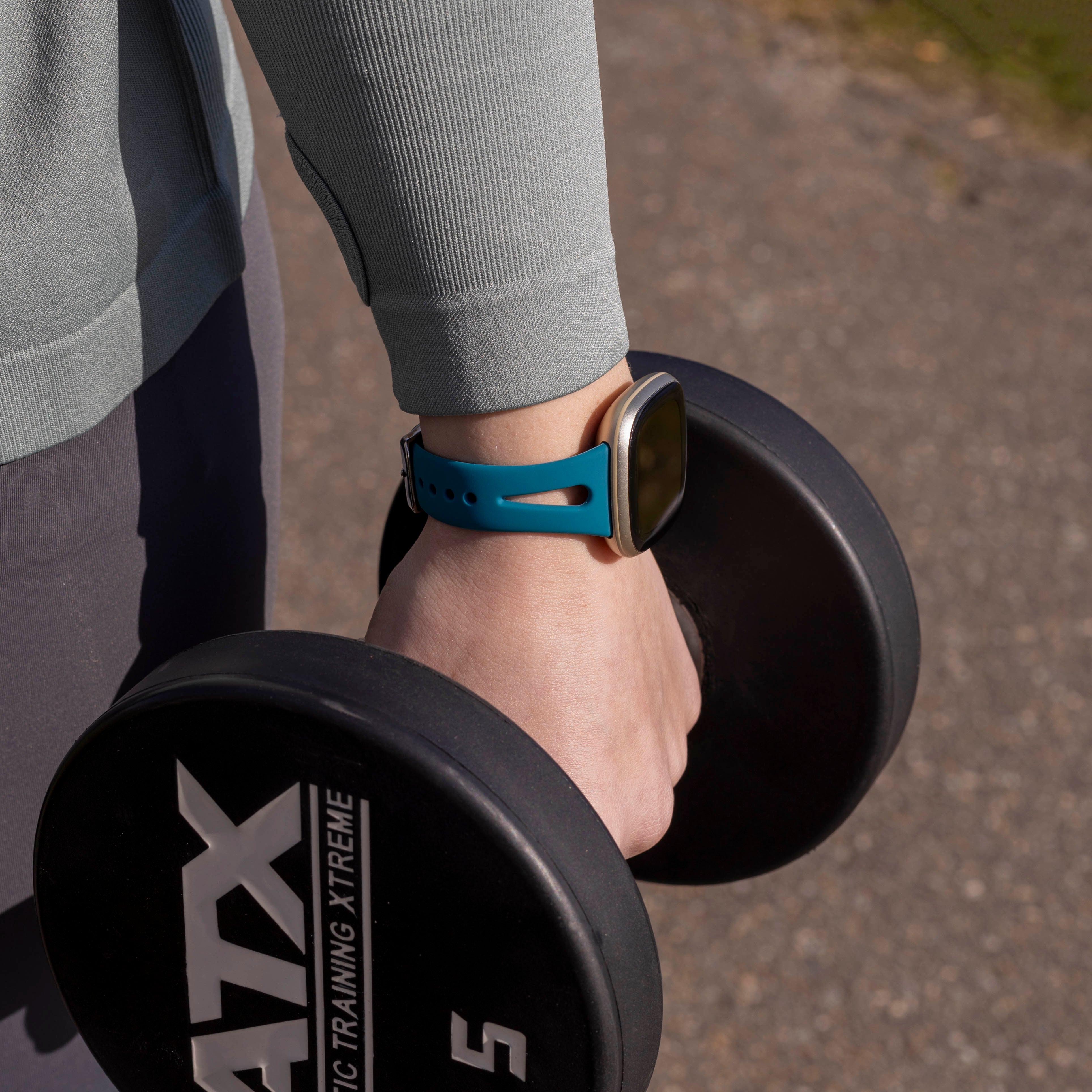 Fitbit Sense luxe siliconen bandje (groen-blauw)