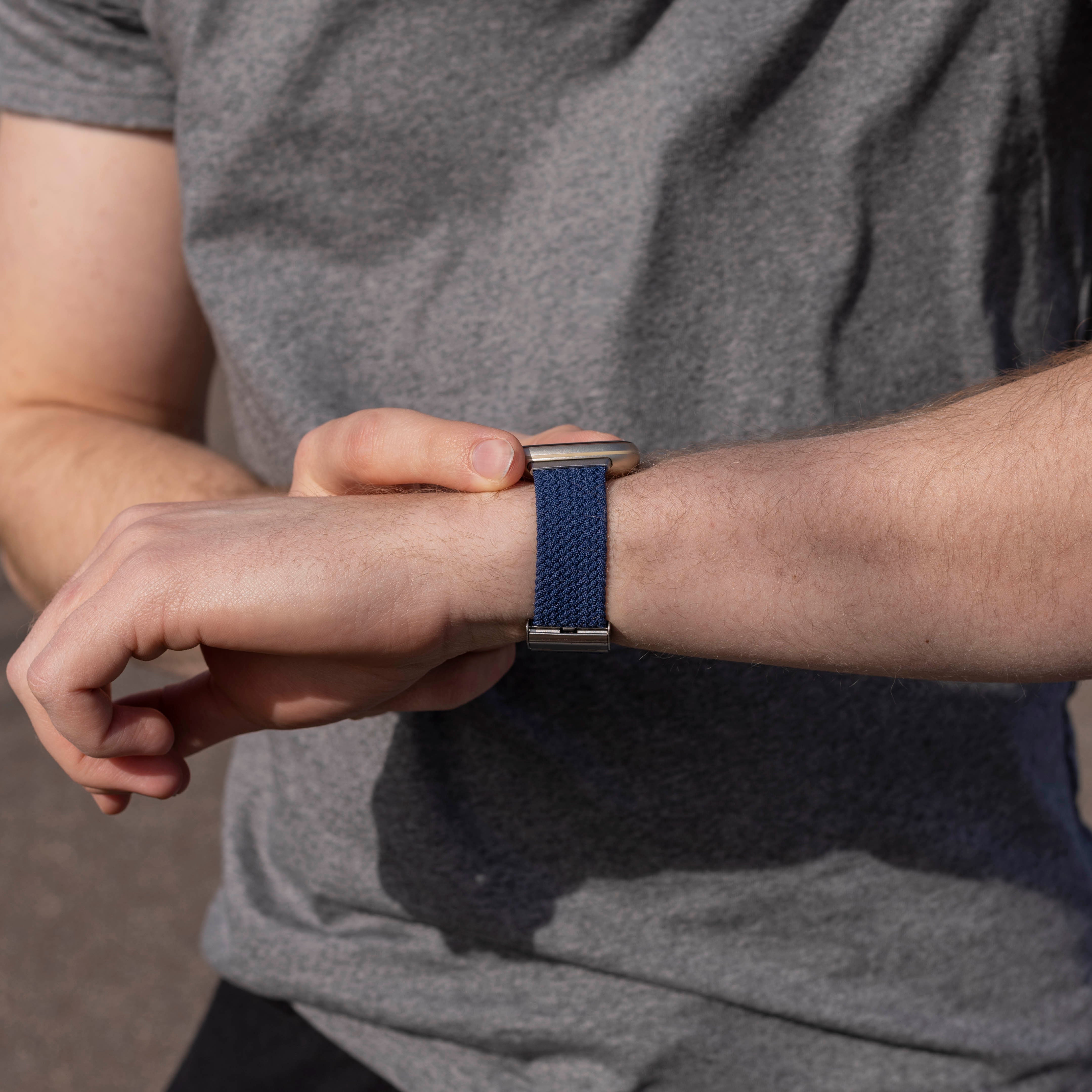 Fitbit Versa 3 verstelbaar gevlochten bandje (donkerblauw)