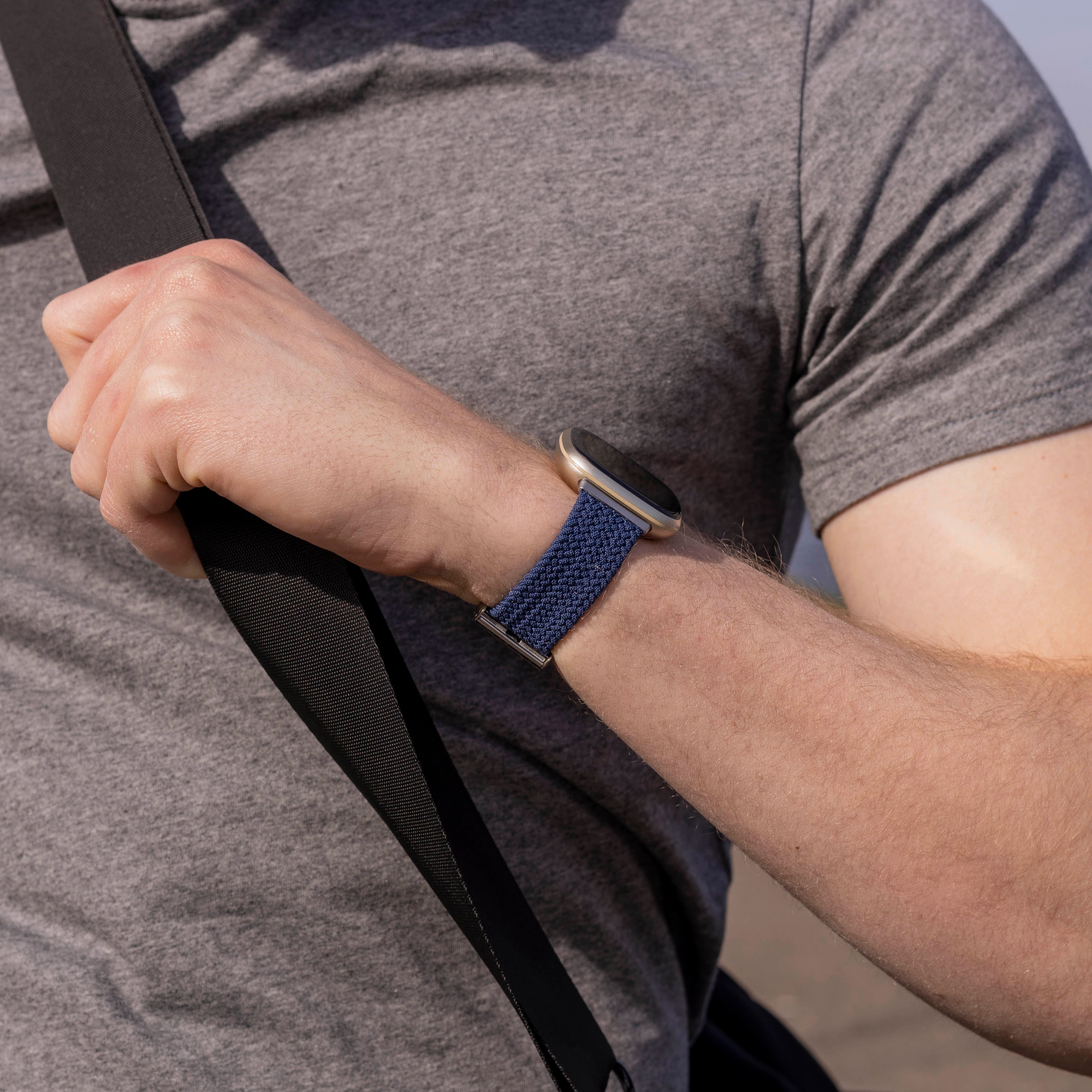 Fitbit Versa 3 verstelbaar gevlochten bandje (donkerblauw)