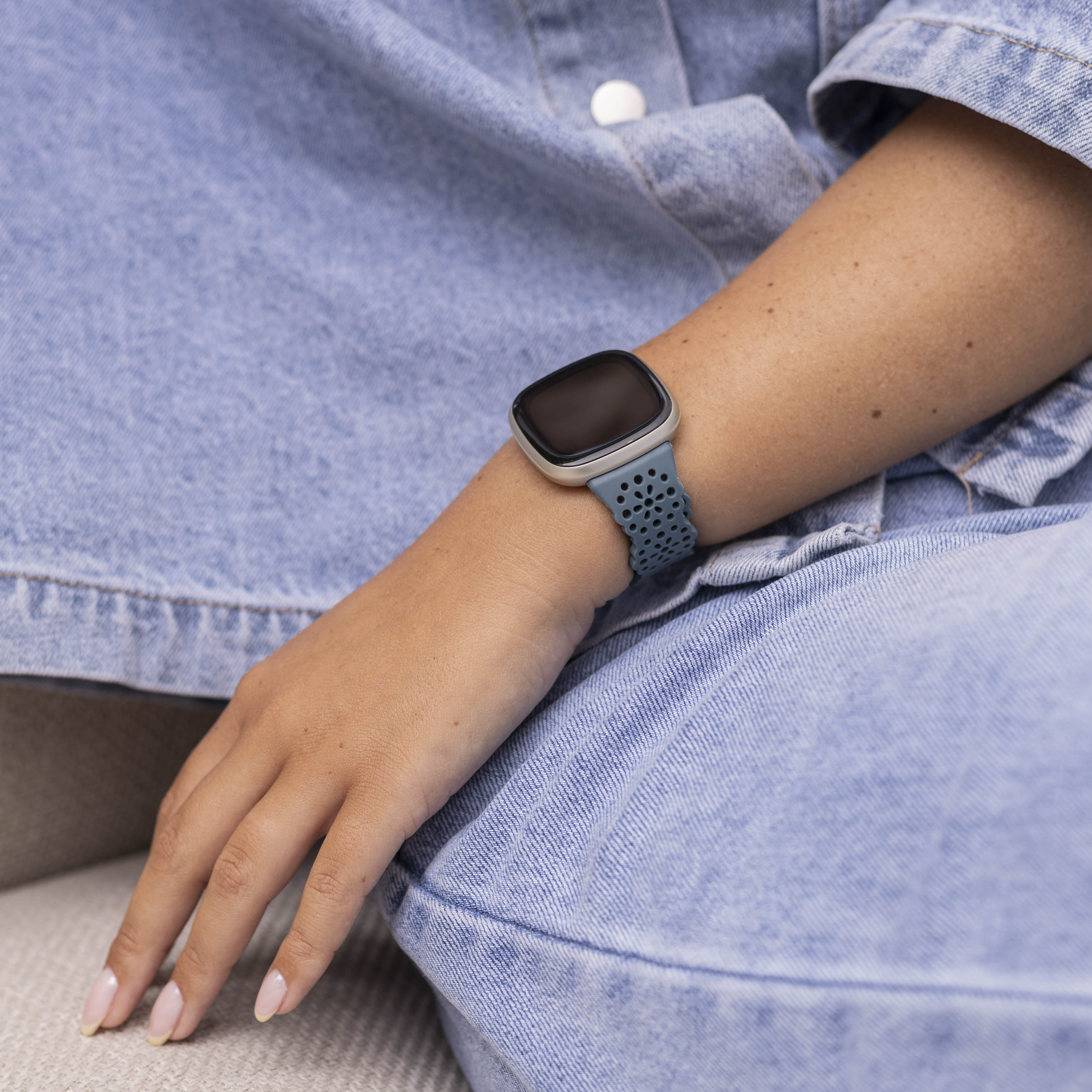 Fitbit Versa 3 siliconen bandje met patroon (grijsblauw)