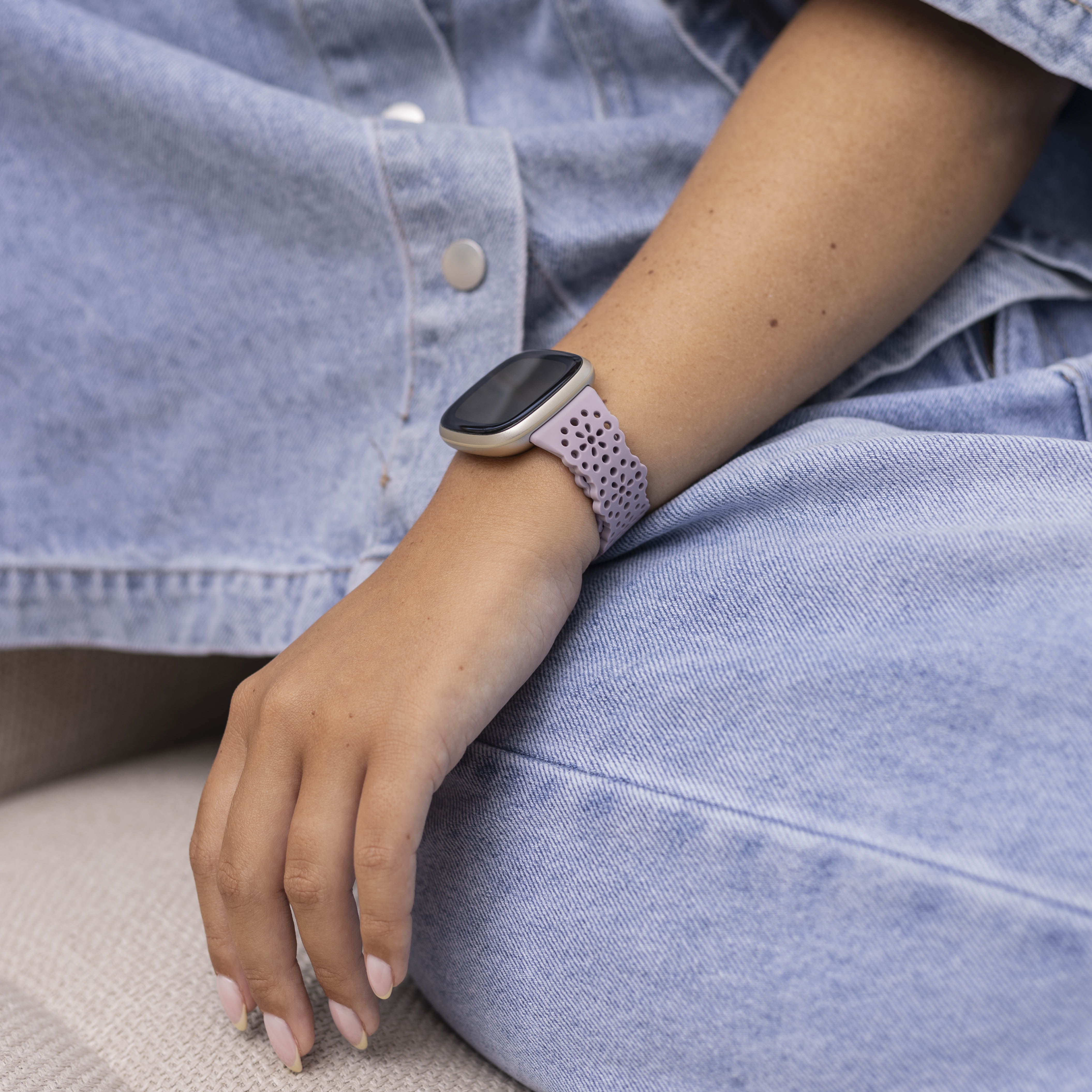 Fitbit Versa 3 siliconen bandje met patroon (lichtpaars)