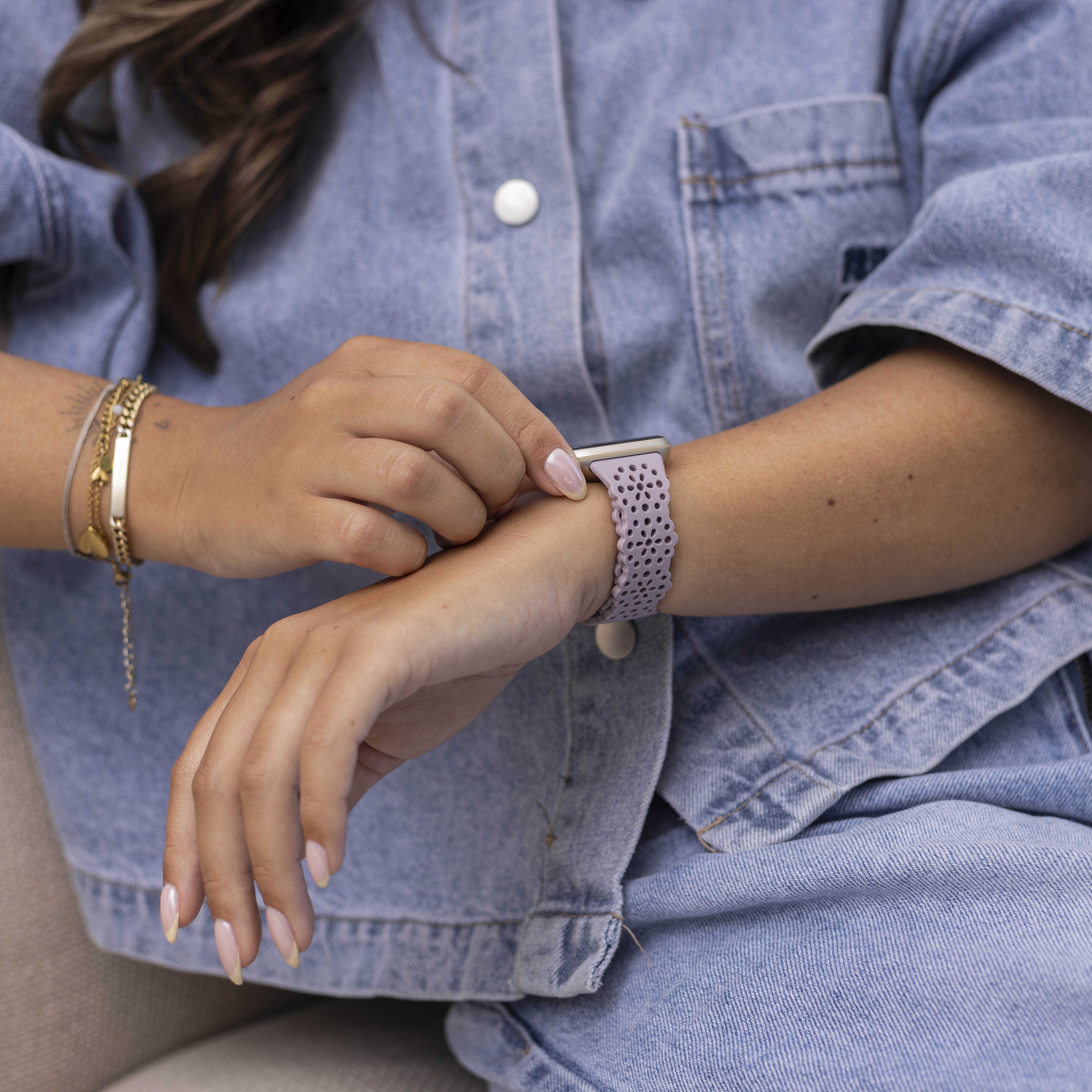 Fitbit Versa 3 siliconen bandje met patroon (lichtpaars)