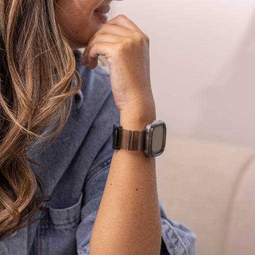 Fitbit Sense crystal bandje met frame (transparant zwart)