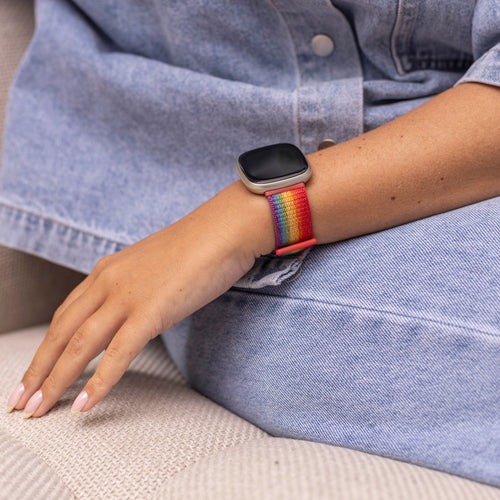 Fitbit Sense nylon bandje (regenboog)