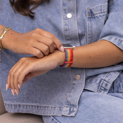 Fitbit Sense nylon bandje (regenboog)