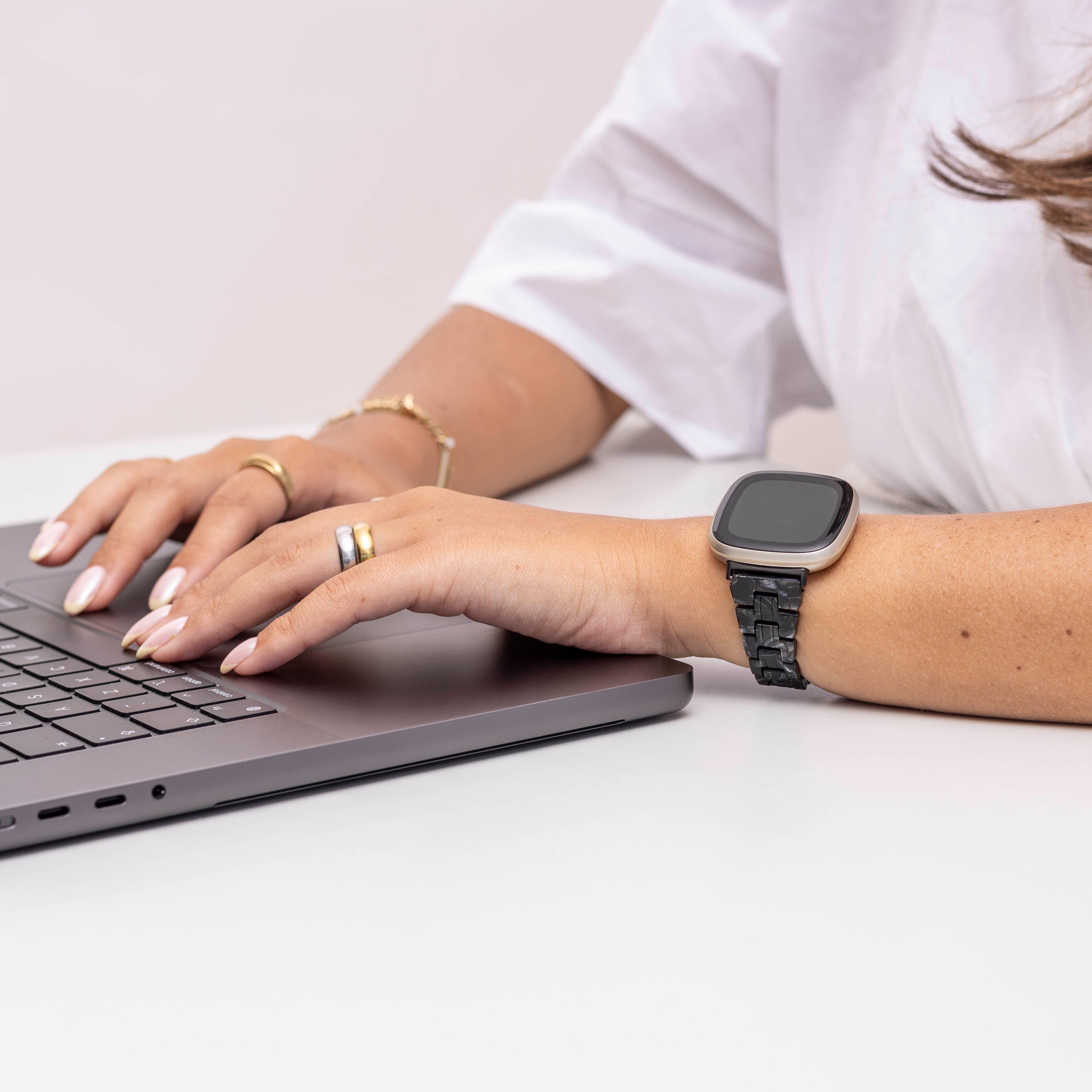 Fitbit Versa 3 resin band (zwart/wit)