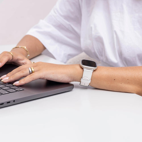 Fitbit Sense bandje leer (wit)