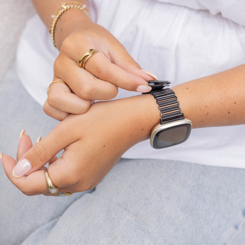 Fitbit Versa 3 stalen loop bandje (zwart)