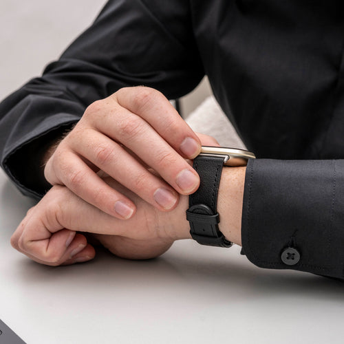 Fitbit Sense bandje leer (strak zwart)