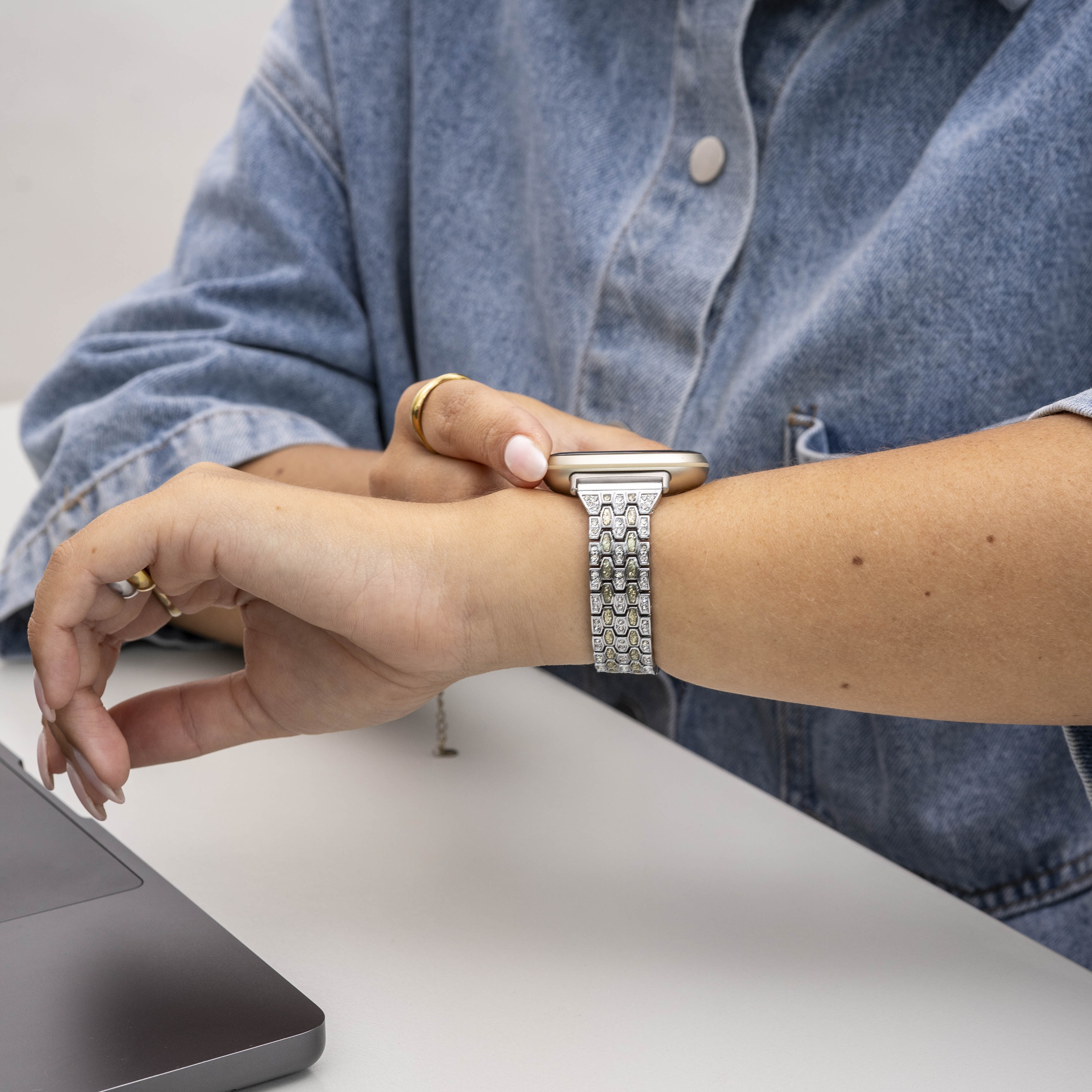 Silver Diamond Fitbit Versa 3 bandje