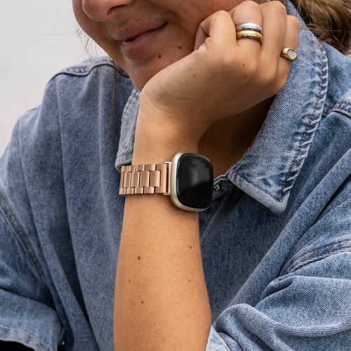 Fitbit Sense stalen band (rosé goud)