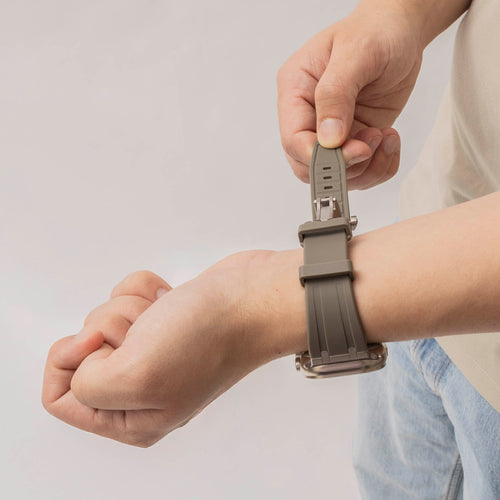 Bandz Apple Watch Silicone Strap 'Luxe Liquid' (Brown With Titanium)