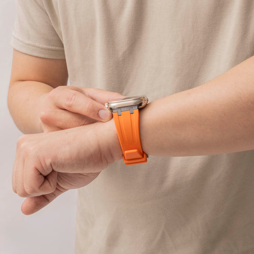 Apple Watch Ultra luxe liquid silicone band (oranje met zwart)