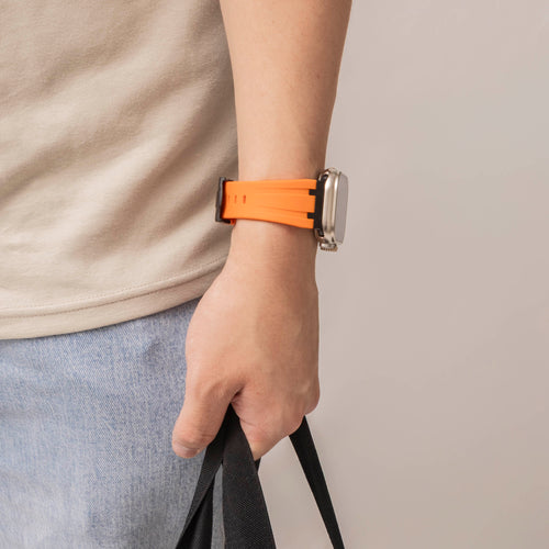 Apple Watch Ultra luxe liquid silicone band (oranje met zwart)