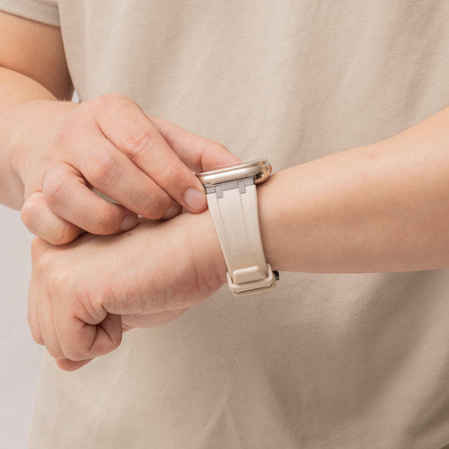 Bandz Apple Watch Ultra Silicone Strap 'Luxe Liquid' (Beige with Black)