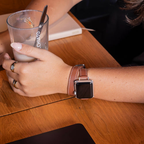 Apple Watch Leather Double Tour Strap (Brown)
