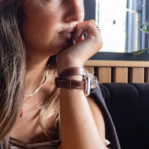 Apple Watch Leather Double Tour Strap (Brown)