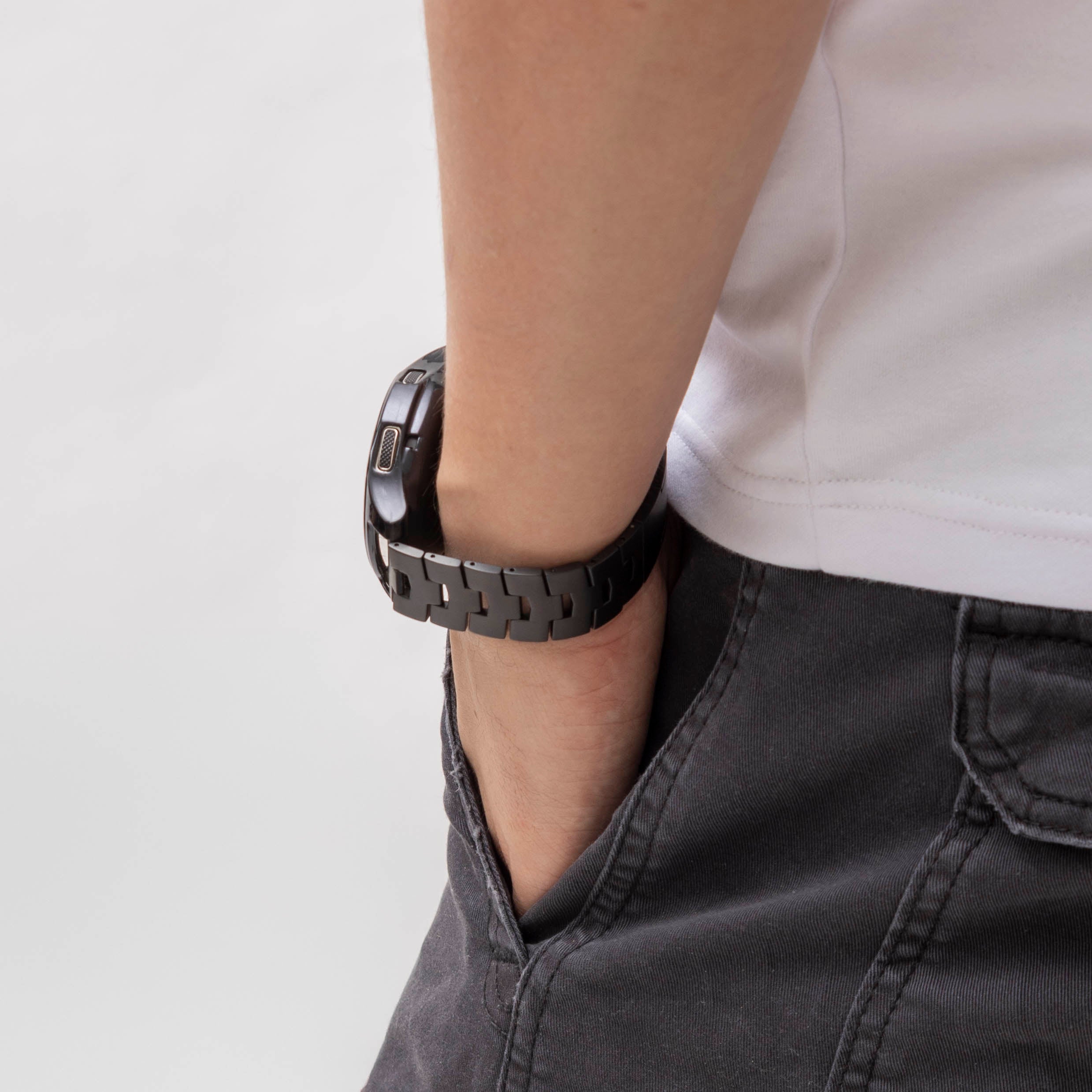 Suunto 9 Peak titanium grain band (platte sluiting) (zwart)