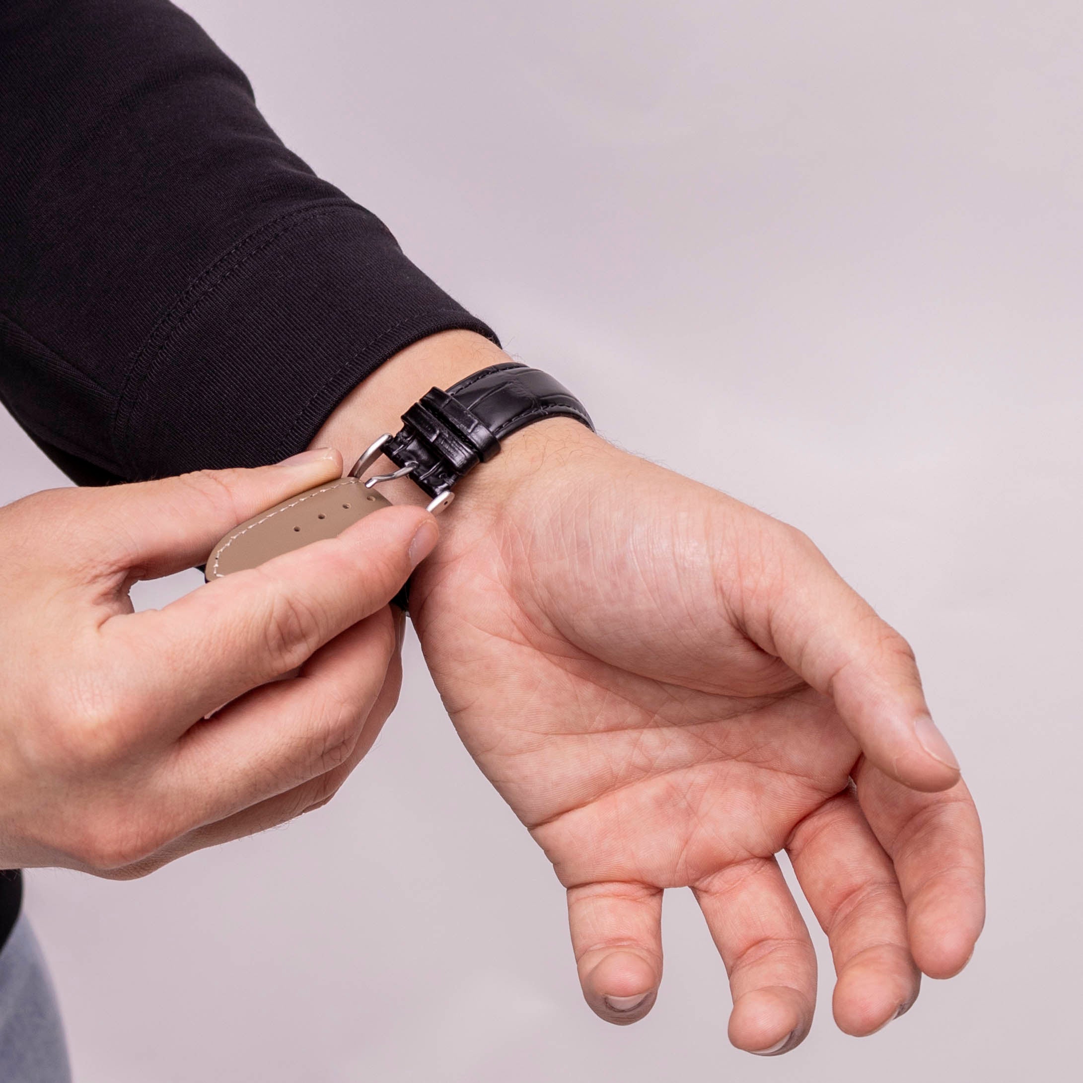 Samsung Galaxy Watch 8 - 40mm leather crocodile band (zwart)