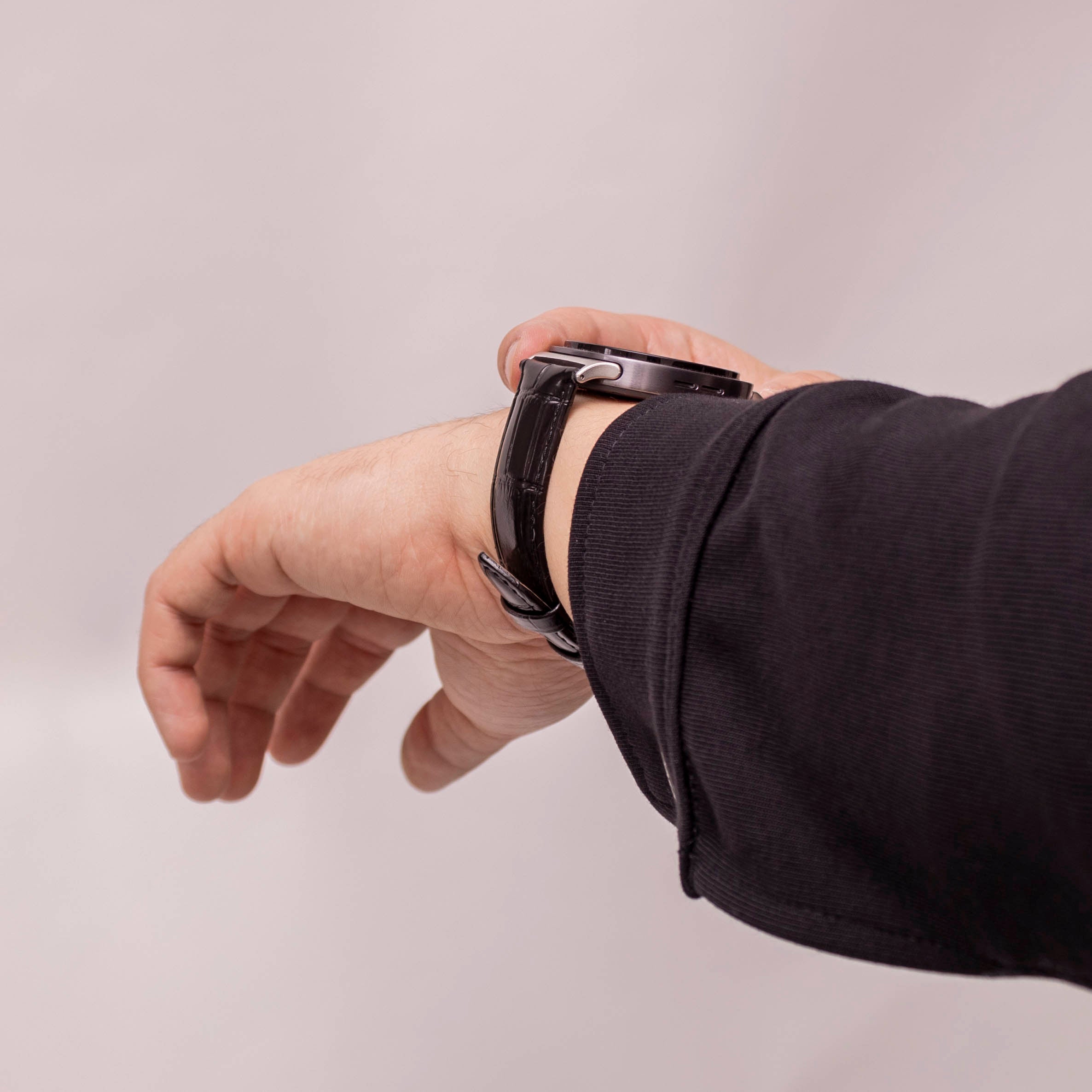 Samsung Galaxy Watch 8 - 40mm leather crocodile band (zwart)