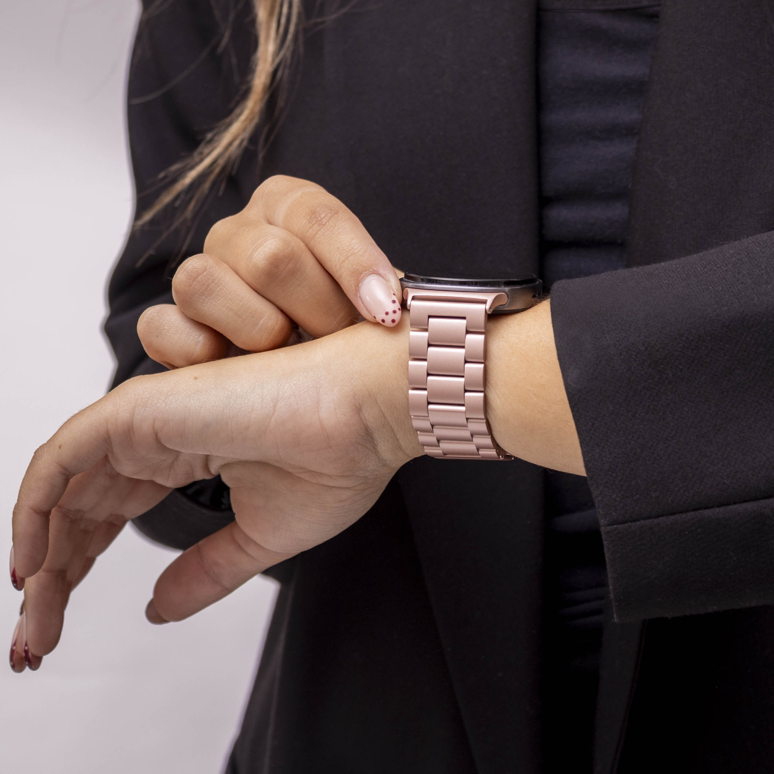 Bandz Samsung Galaxy Watch 8 - 44mm stalen band 'Classic' (roze)