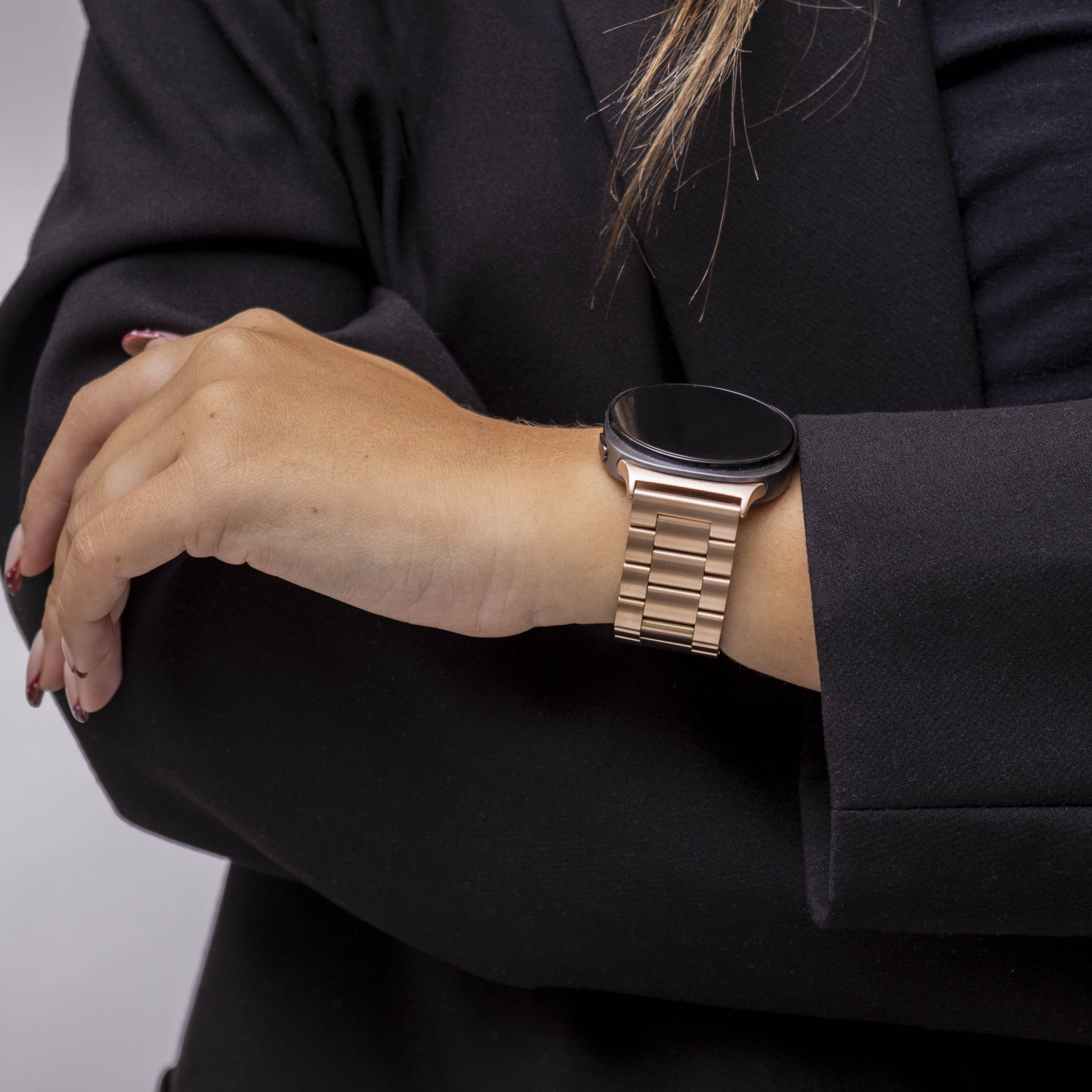 Bandz Samsung Galaxy Watch 8 - 40mm stalen band 'Classic' (rosé goud)