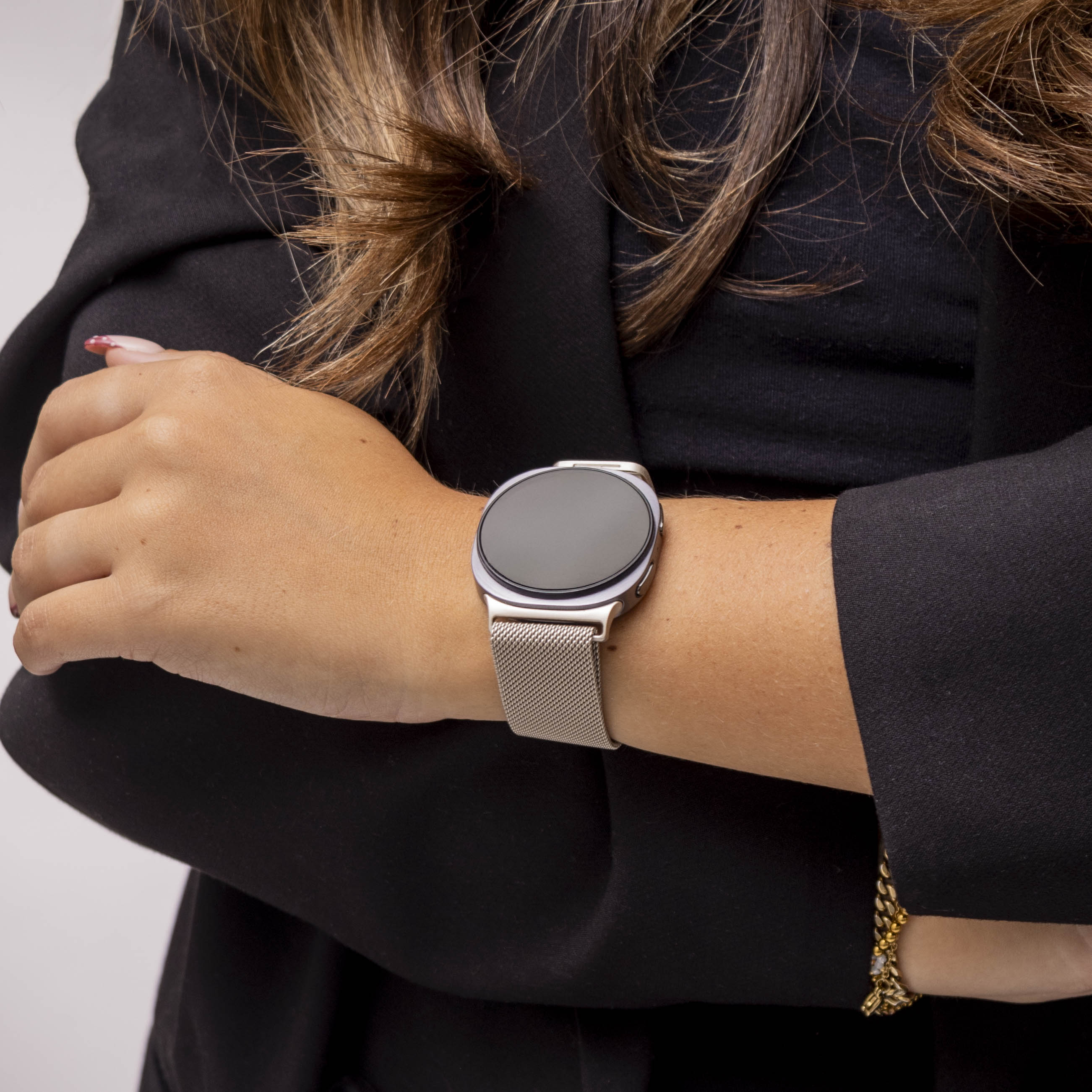 Samsung Galaxy Watch 8 - 44mm Milanese band (retro goud)