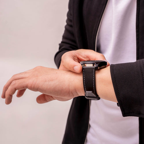 Oppo Watch X 'one push' leren bandje (zwart)