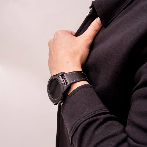 Oppo Watch X 'one push' leren bandje (zwart)