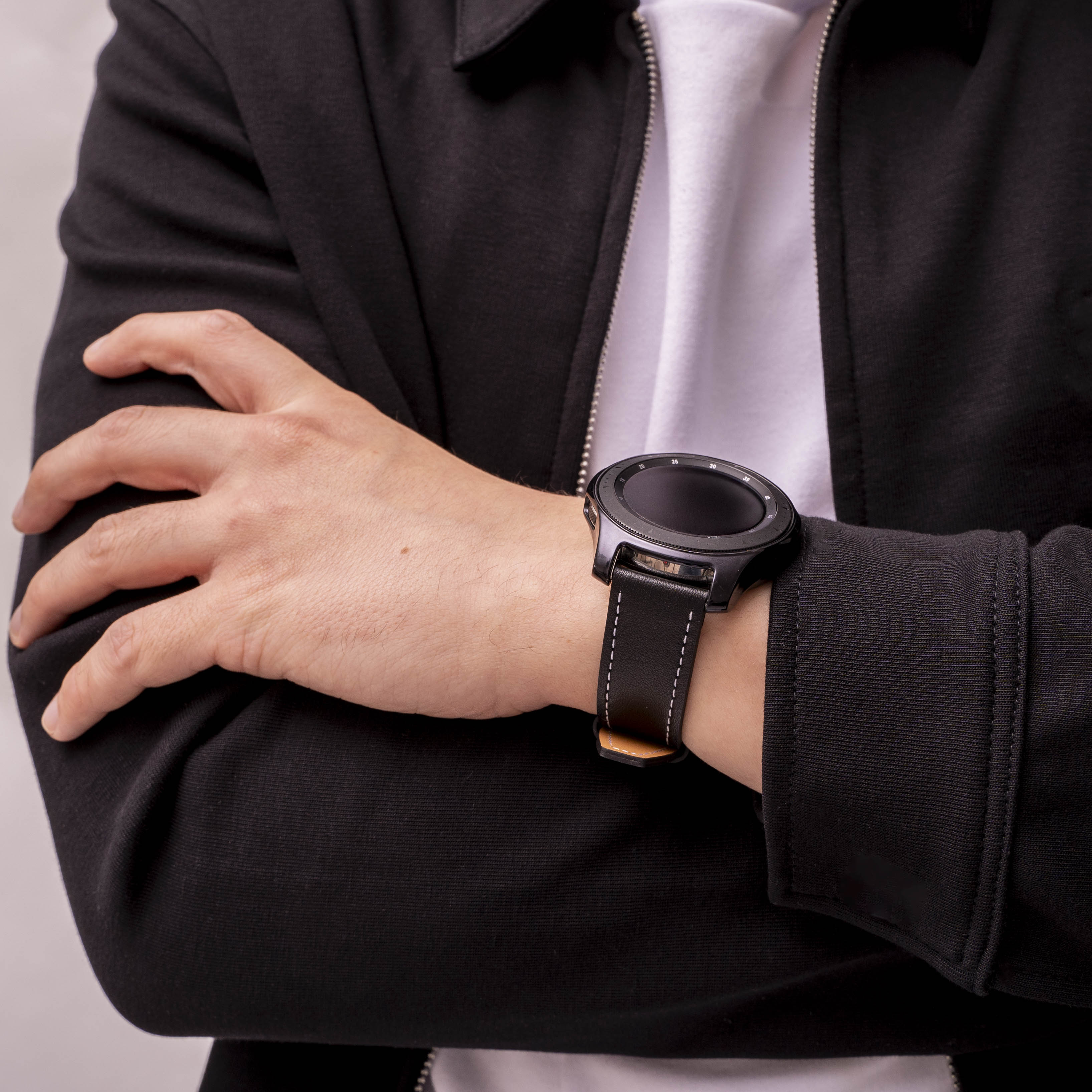 Xiaomi Watch S1 'One Push' Leather Strap (Black)