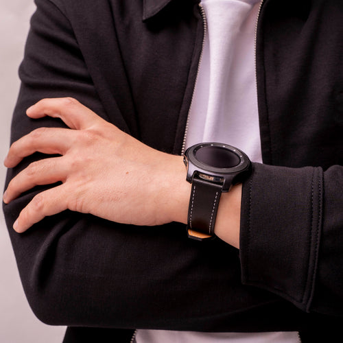 Oppo Watch X 'one push' leren bandje (zwart)