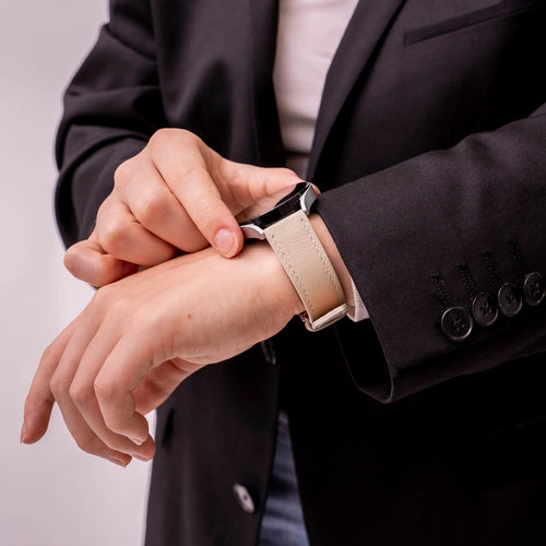 Withings ScanWatch 2 - 42mm 'one push' leren bandje (beige)