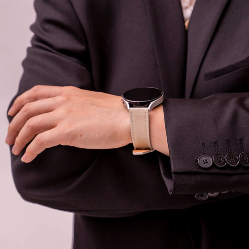 Samsung Gear Sport 'one push' leren bandje (beige)