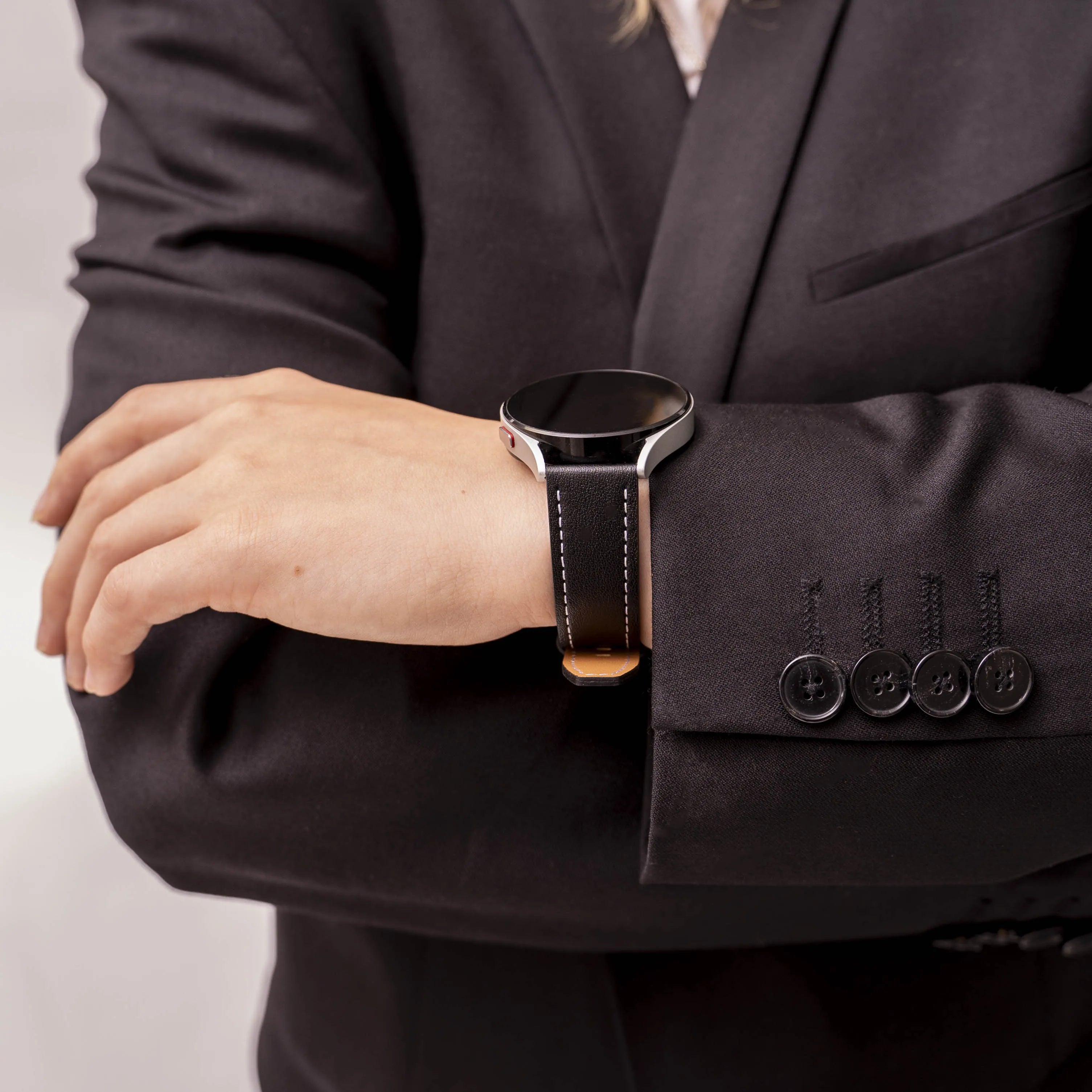 Oppo Watch X2 Mini 'One Push' Leather Strap (Black)