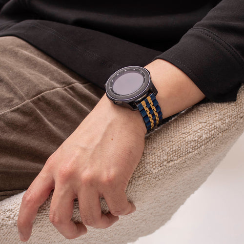 Huawei Watch GT 3 46mm duo stalen schakel band (blauw/goud)