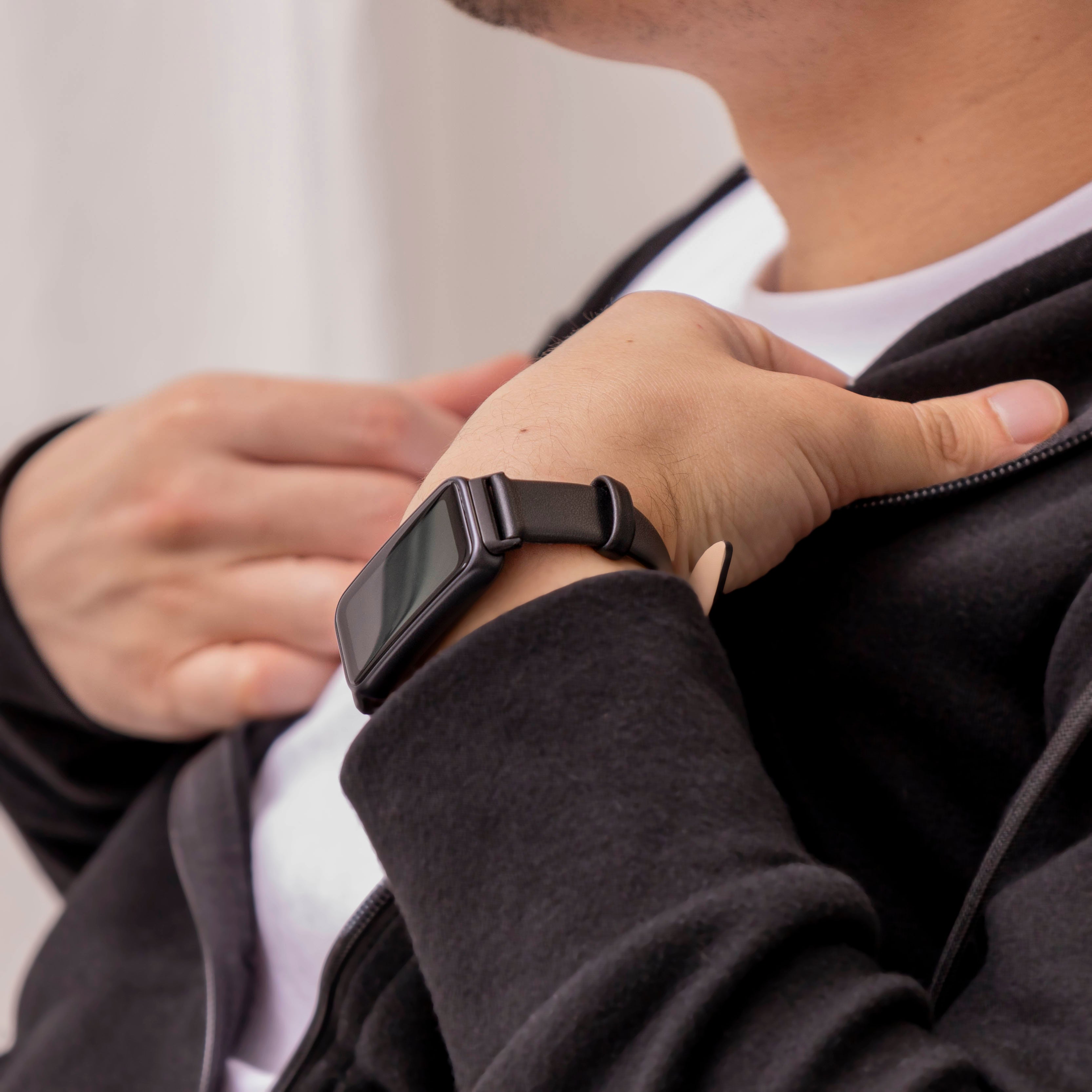 Huawei Band 8 leren bandje (zwart)