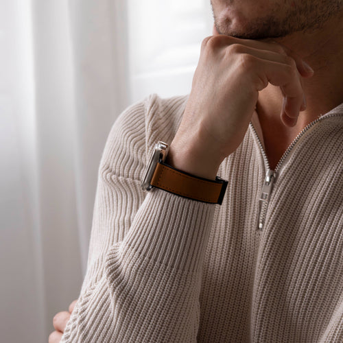 Apple Watch leren D-buckle bandje (lichtbruin)