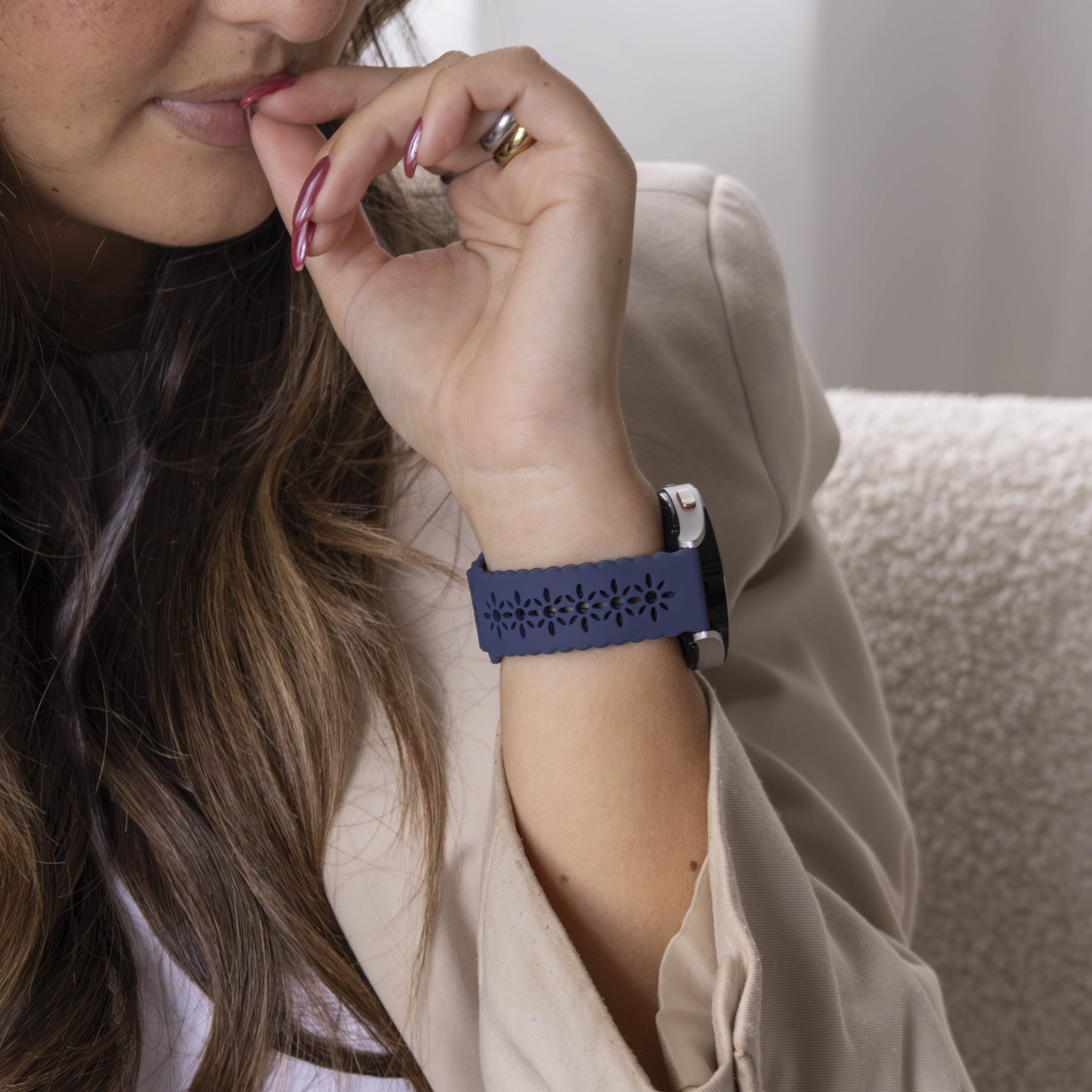 Amazfit GTS 2 siliconen bandje met patroon (donkerblauw)