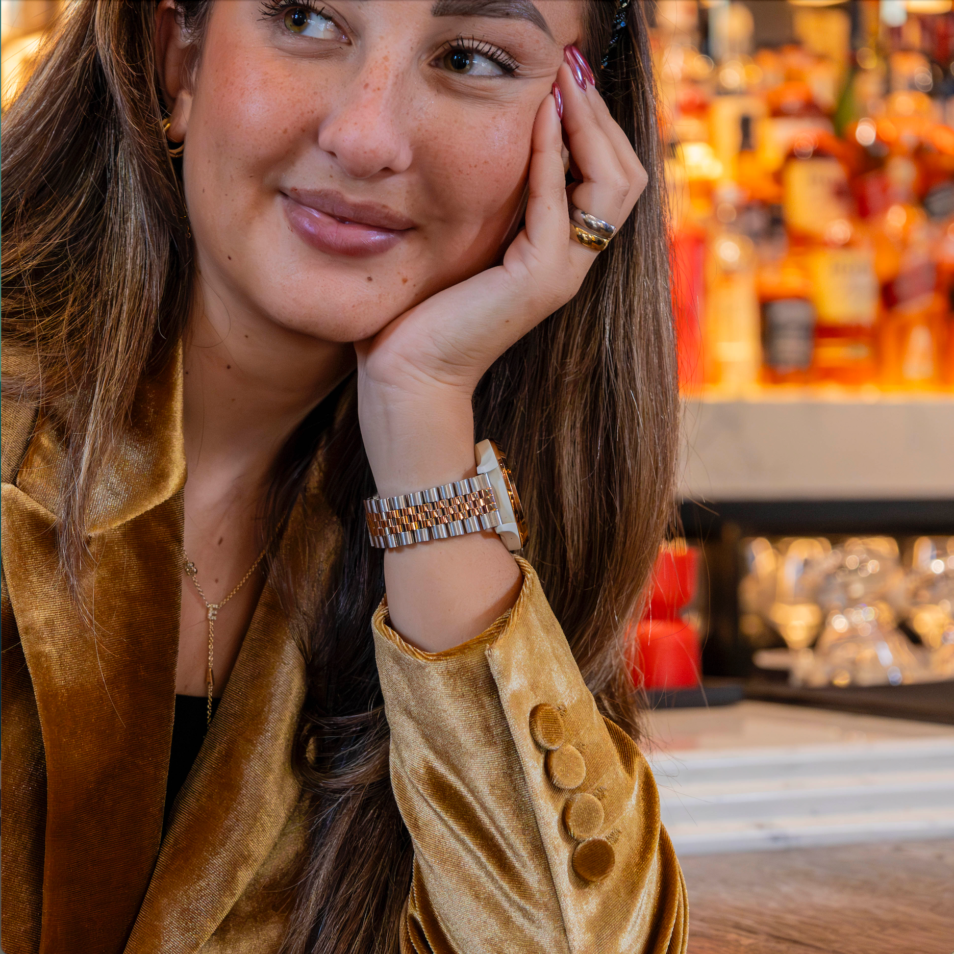 Huawei Watch GT 3 Pro 46mm Jubilee stalen band (zilver/rosé goud)