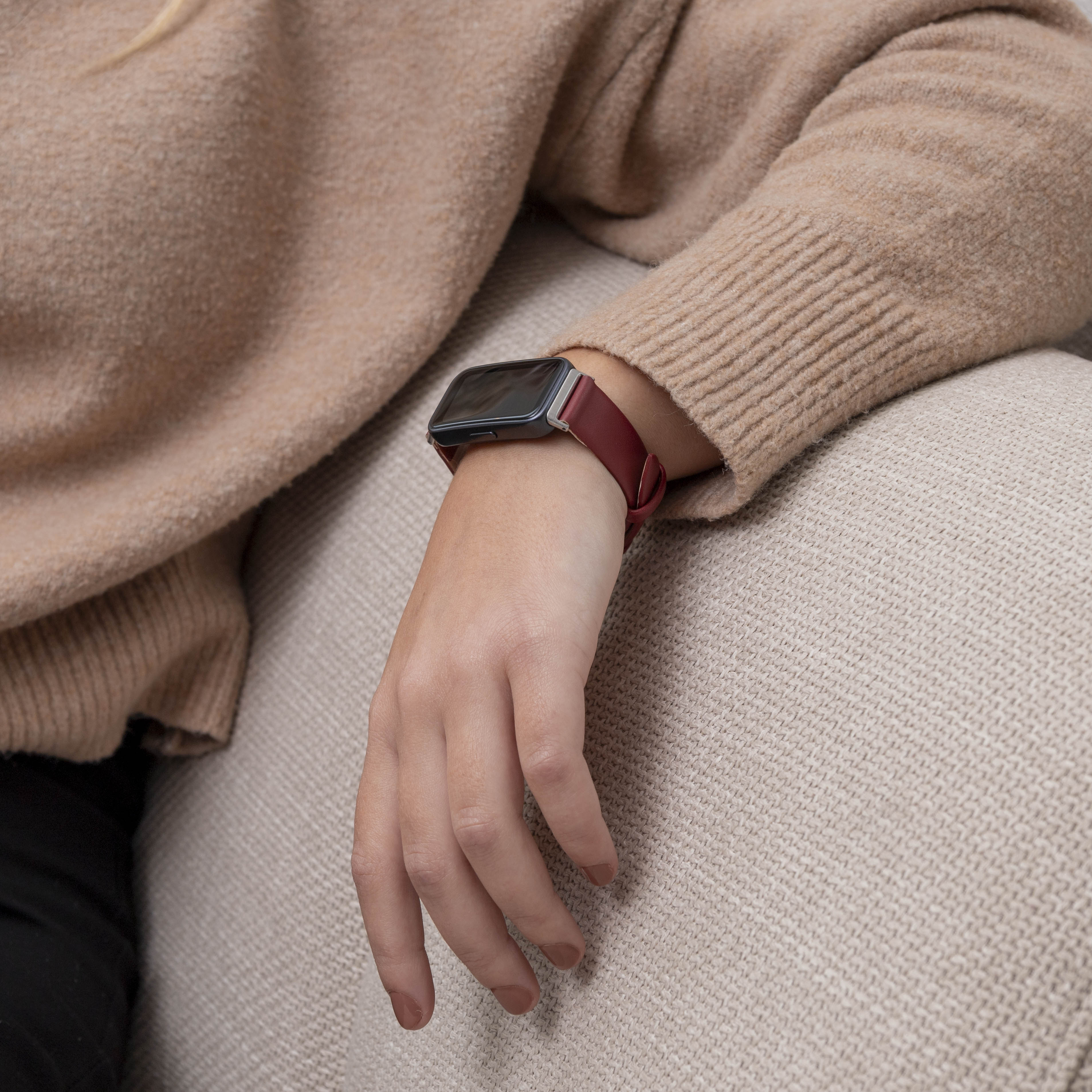 Huawei Band 10 leren bandje (wijnrood)