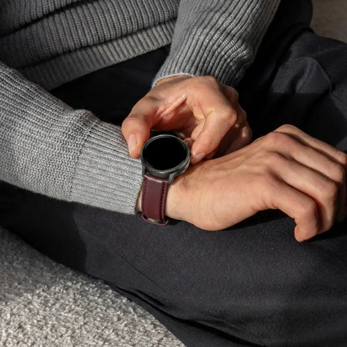 Bandz Garmin Vivoactive 6 Leather Strap 'Classic' (Dark Brown)
