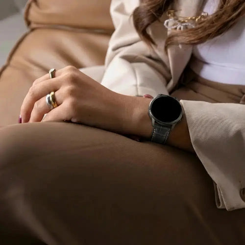 Bandz Garmin Approach S42 Leather Strap Crocodile Grain (Black)