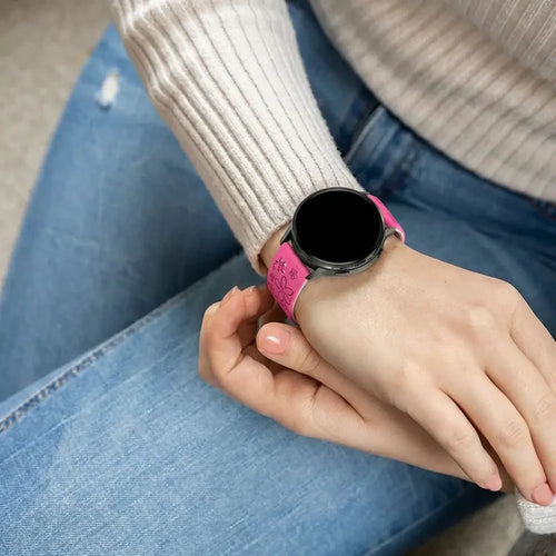 Bandz Garmin Vivoactive 5 Silicone Strap 'Flowers' (Bright Pink/Starlight)