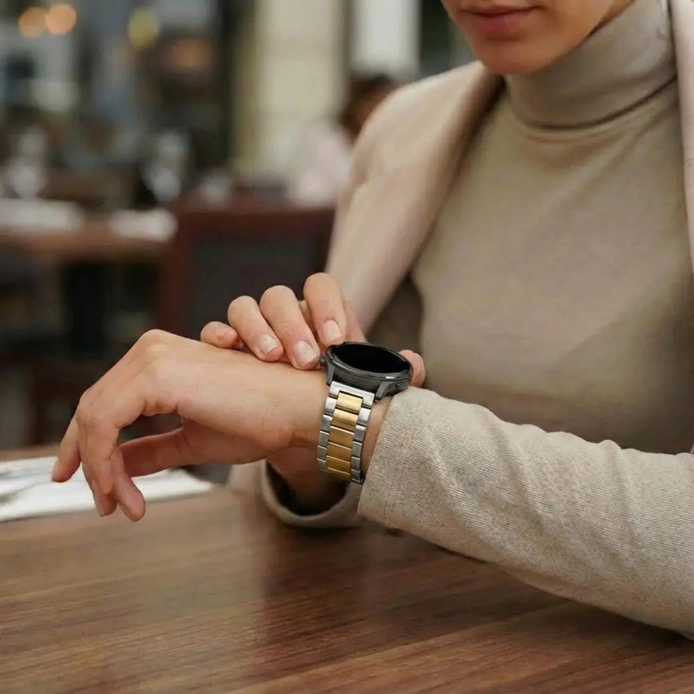 Bandz Garmin Vivoactive 6 Steel Strap 'Classic' (Silver-Gold)