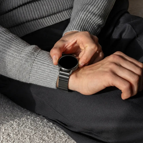 Bandz Garmin Vivomove Trend stalen band 'One Bead' (zwart)