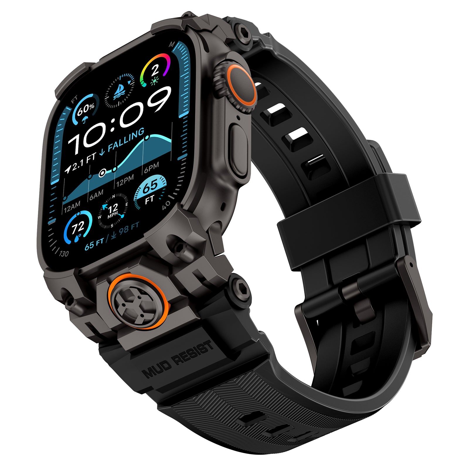 Apple Watch 'Four Claw' siliconen band (zwart)