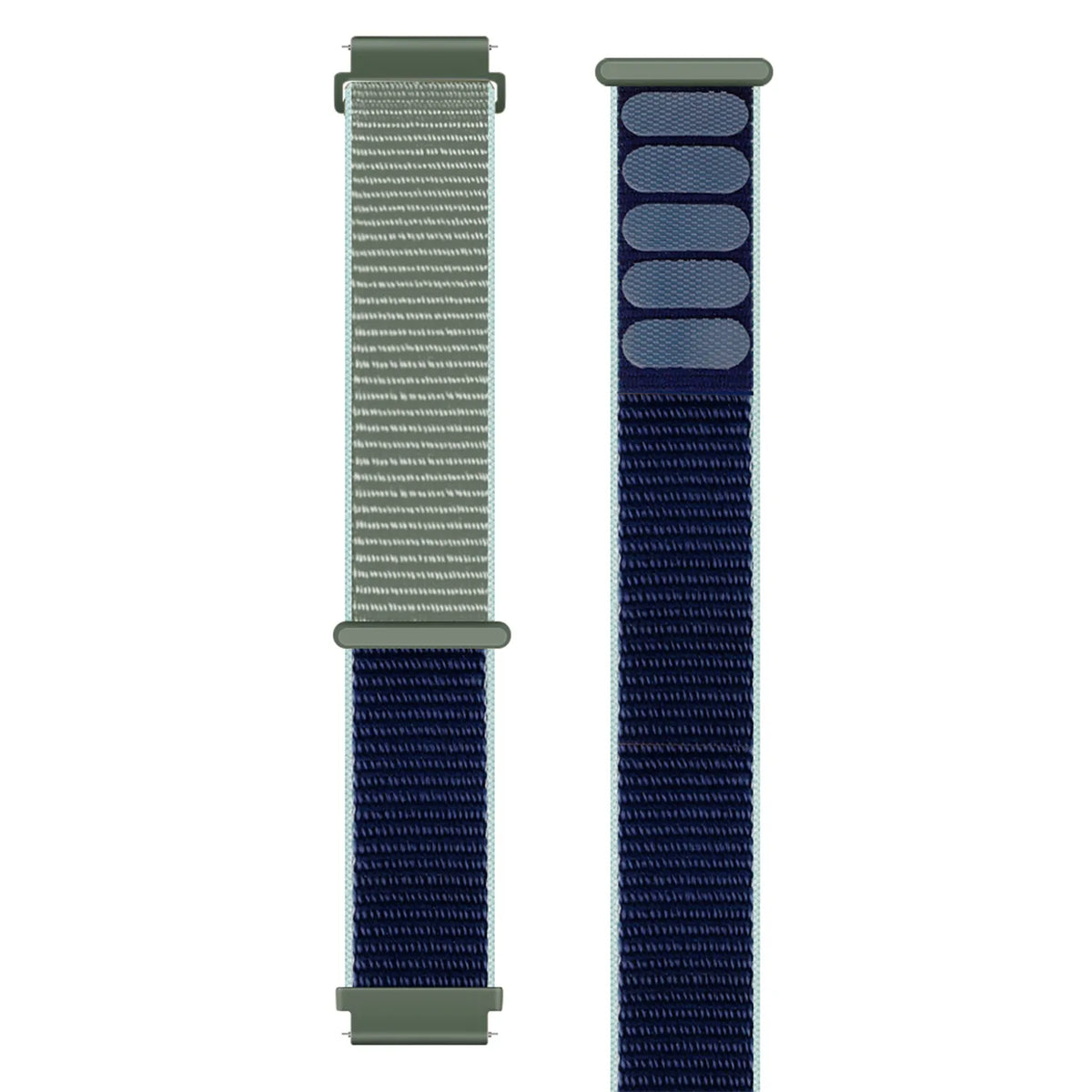 Nylon Strap, khaki, laid flat, separate parts, direct top view